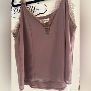 Listicle Mauve Lace Trim Cami Top